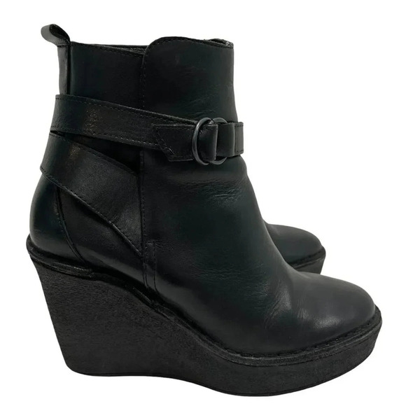 Pierre Hardy Leather Platform Wedge Boots Size 36 Black Ankle Booties Chunky 6US - Picture 2 of 9